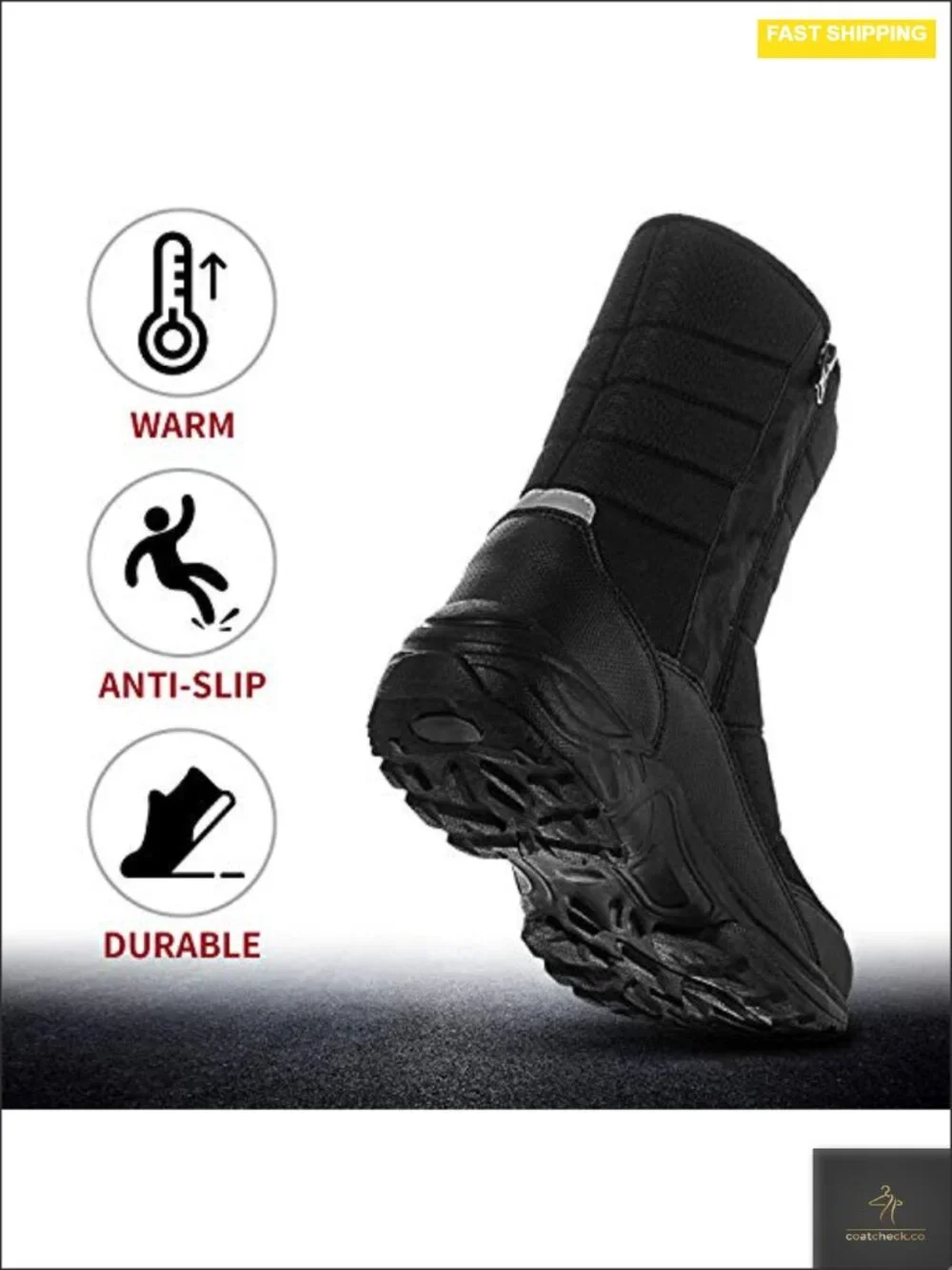 Men's Waterproof Winter Snow Boots with Fur Lining Slip On Anti-Skid